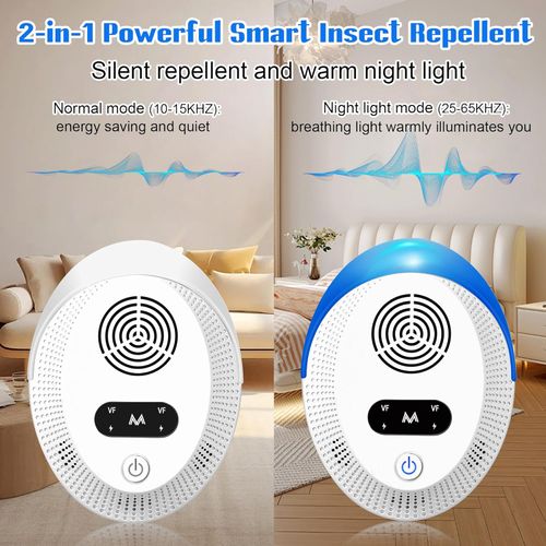2PCS Ultrasonic Repeller & Insect Indoor Repeller for Roach, Rodent, Mouse, Bugs, Mosquito, Mice, Spider, Ant