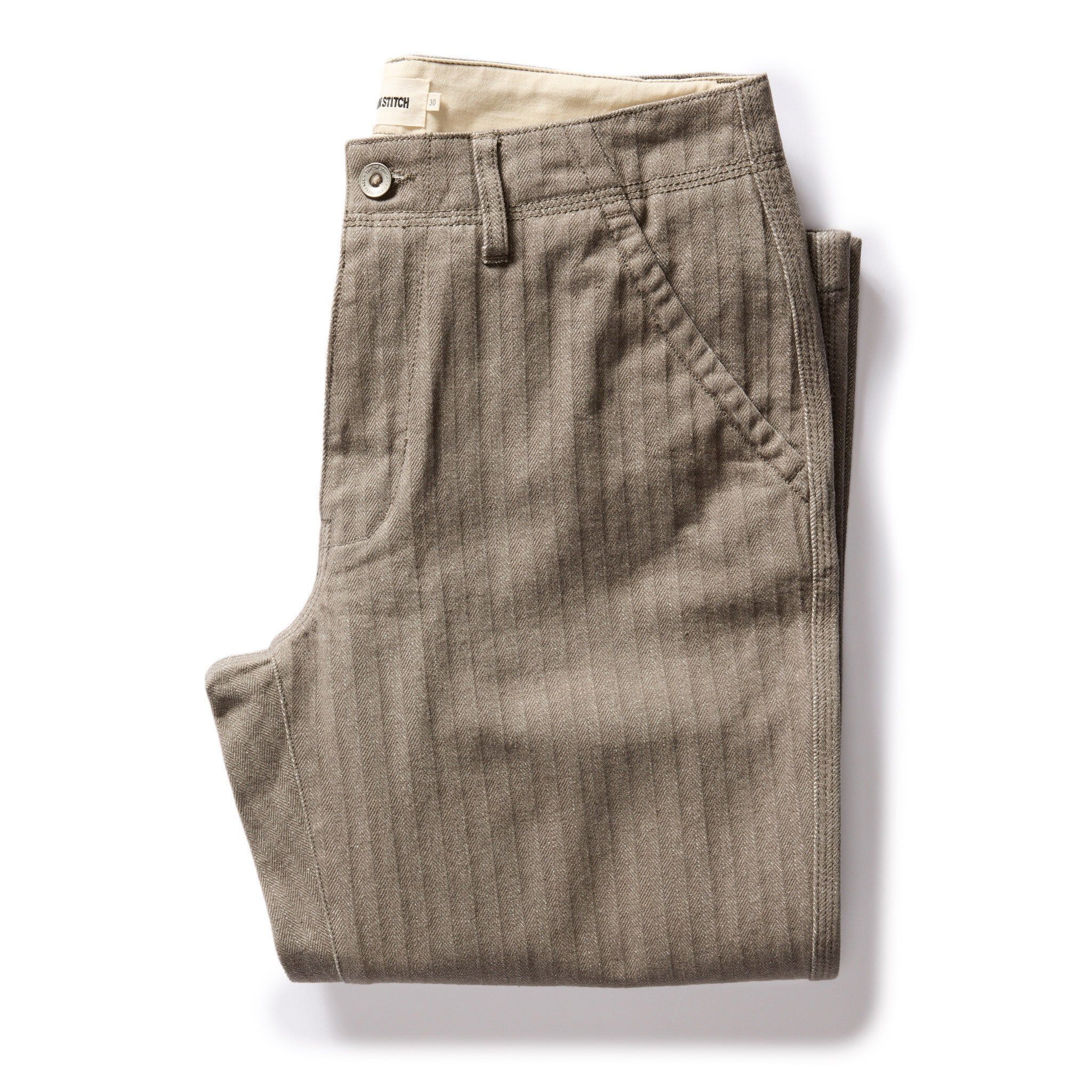 Ewwsr Morse Pant in Smoked Olive Herringbone Twill