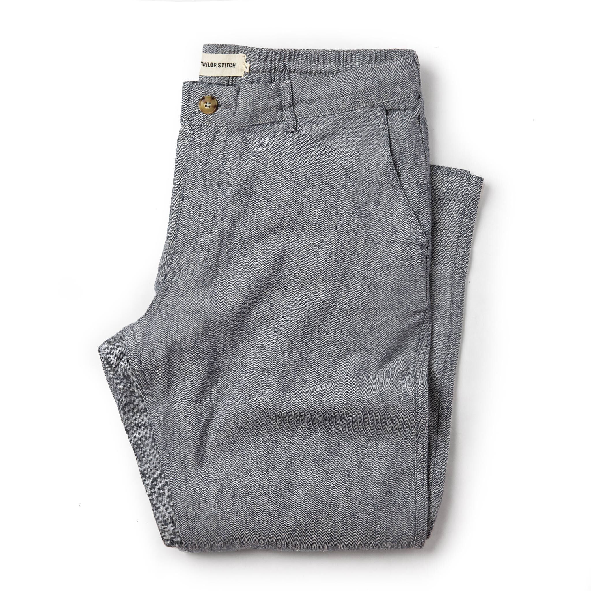 Ewwsr Easy Pant in Navy Linen Herringbone