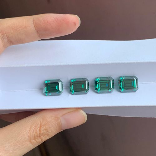 Loose Dark Green Color Emerald Step Cut 9x11mm 5CT Synthetic Moissanite For Earring Jewelry