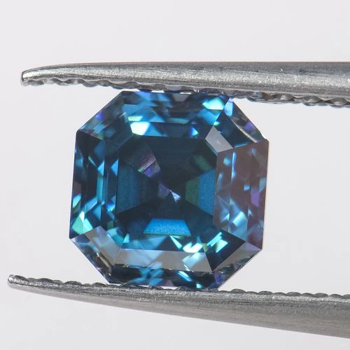 plated royal blue colored asscher cut diamond gra certified vvs loose mossanite moissanite stones loose for jewelry decoration