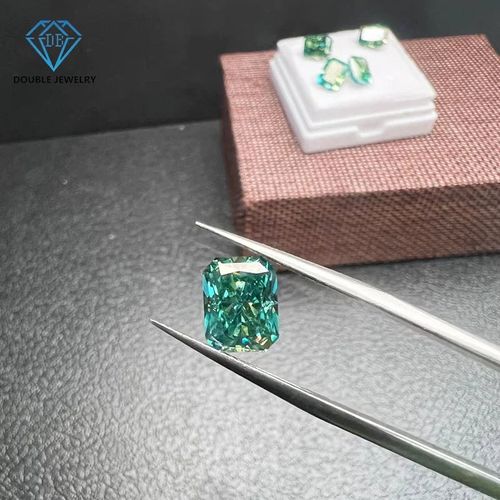 Double Jewelry Gra Certified Moissanite Green Radiant Cut Vvs Moissanite Loose Stone Custom Loose Jewelry