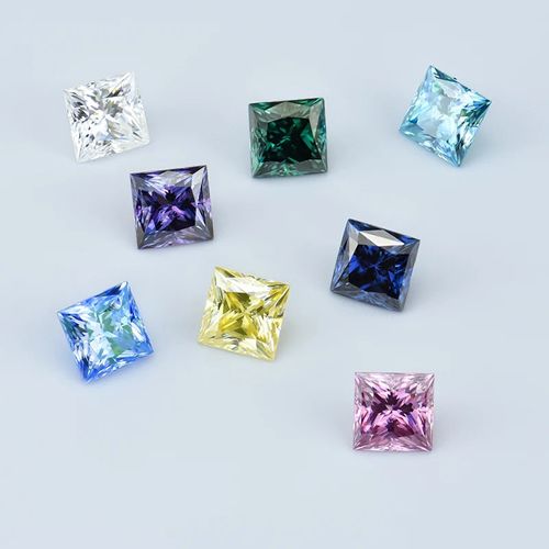 Colorful princess shape loose moissanite low price in wholesale for the jewelry setting inlaid diamond technology