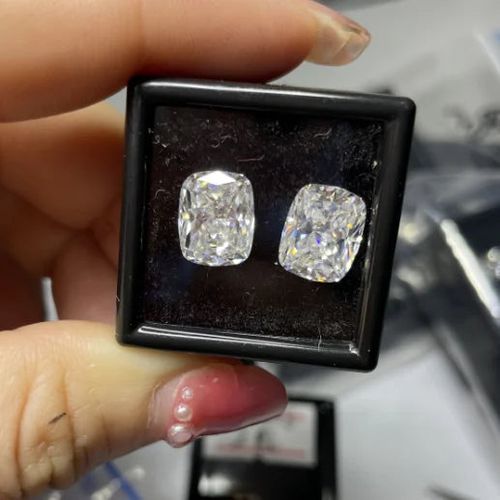 Top quality D+ color super white FL clarity moissanite fancy ice crushed cut long cushion moissanite for making jewelry