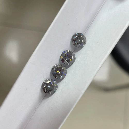 Fancy GRA Certificate RTS Coloured Dark Grey Moissanite 3mm 0.1ct 10mm 4ct Excellent Round Cut grey Moissanite