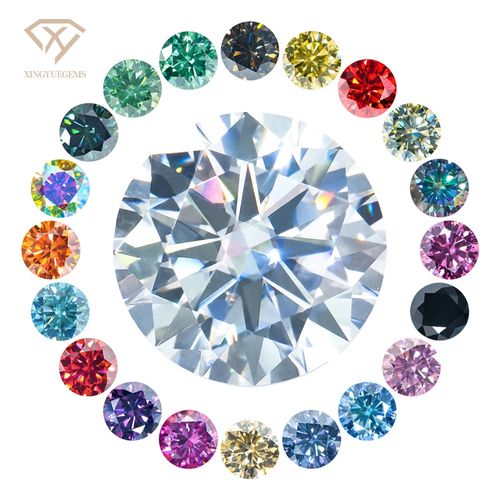 Wholesale Price Loose Moissanite Round Brilliant Moissanite Diamond  Colored Pink Blue Light Purple Lab Grown Diamonds