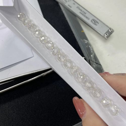 FANCYGEM New Shape Wholesale Price Natural Loose Diamond Black White Blue Color Rosary Facets Round Beads Moissanite Ball chain