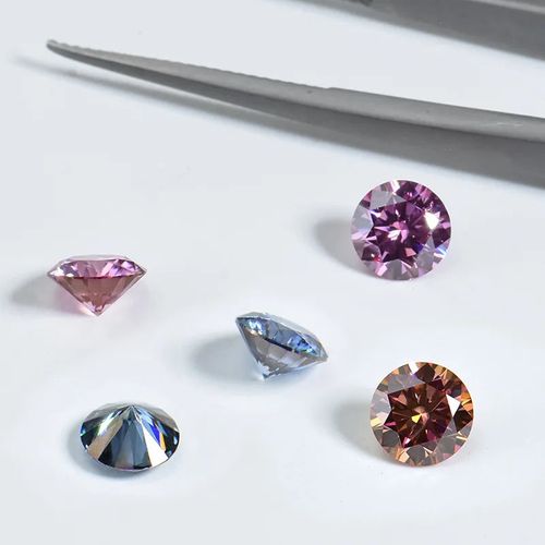 Xingyue Wholesale Colorful  Synthetic Loose Pink Blue Moissanite Certified Lab Created Moissanite Diamond Gemstone Round Cut