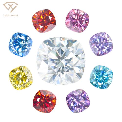 Xingyue Gem Garnet Pink Yellow Purple Violet Blue Color lab grown created cushion cut loose diamond  stones mossanite moissanite