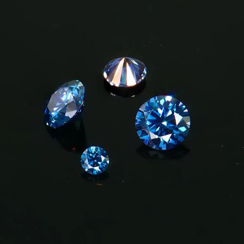 Hot Selling Synthetic Loose Stones Melee Size Plated Royal Blue Round Shape Moissanite with GRA Certificate for Jewelry Making