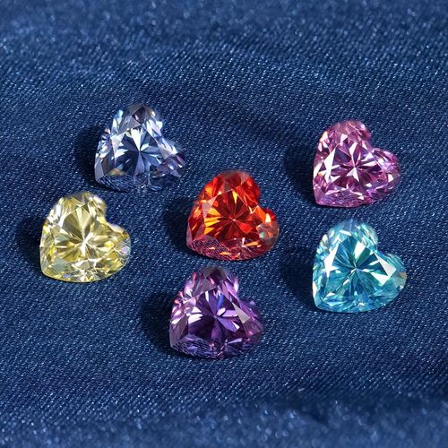 Plated color Gemstone synthetic moissanite colorful moissanite Heart Shape moissanite with GRA Certificate Factory Price