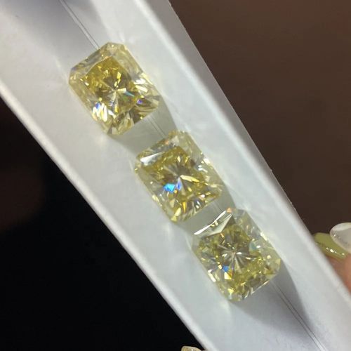 Not fading vivid yellow moissanite fancy cut radiant loose moissanite gemstone with GRA