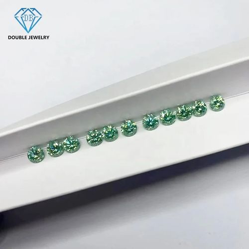 Double Jewelry Round Green Moissanite Stone Small Size Lab Created Blue Green Moissanite With Custom Size