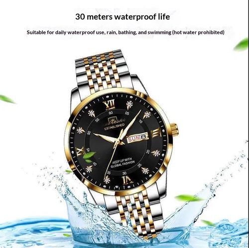 2026 New POEDAGAR Luxury Presidential Gold Watch for Men - Waterproof Steel Band with Day-Date (Pay on Delivery via Jumia)