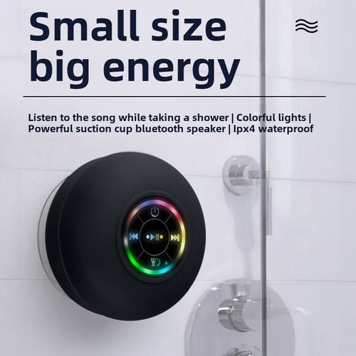 High-Volume Portable Wireless Bluetooth Rechargeable Speaker | RGB Dynamic Light Effect | Powerful Suction Cup | Waterproof Design | Bathroom Compatible | Ultra-Long Battery Life