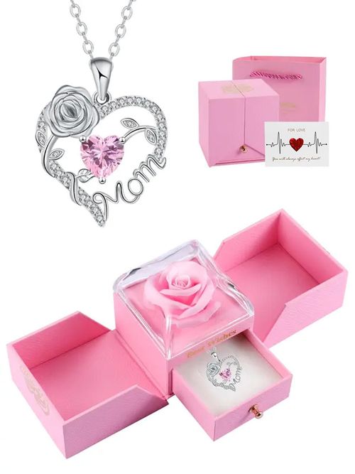 Elegant Heart Rose Pendant Necklace – A Beautiful Gift of Love for Mom & Special Moments| Pay on Delivery