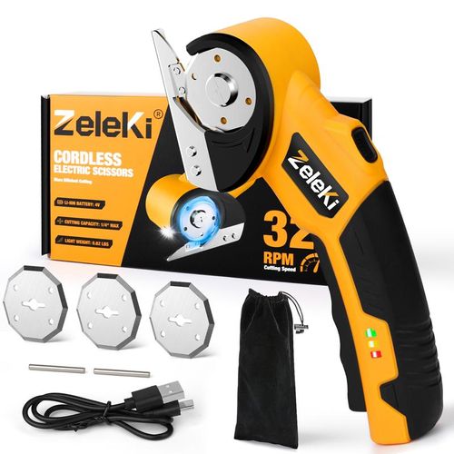 Multi-Purpose 4V Cordless Electric Scissors | Rechargeable Cutter for Fabric, Cardboard & DIY