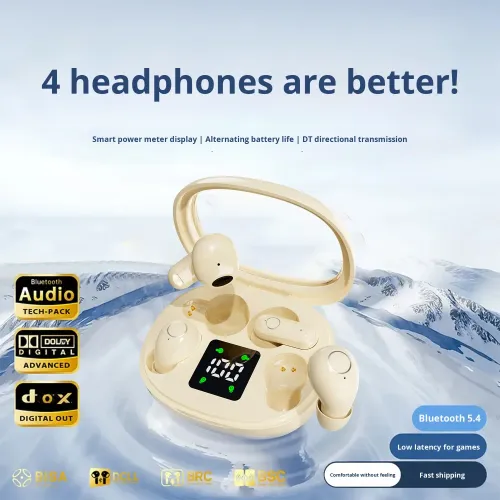 Creative Wireless Bluetooth Sports Earphones: Active Noise Cancellation, IPX4 Waterproof, Digital Display, Ultra-Long Battery Life, Type-C Charging Compatible.