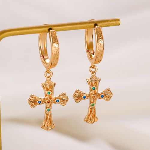 Elegant CZ Cross Drop Earrings for Women | Sparkling Zircon, Hypoallergenic & Color‑Lasting, Fashion Luxury for Church, Party & Daily Wear | Pay on Delivery