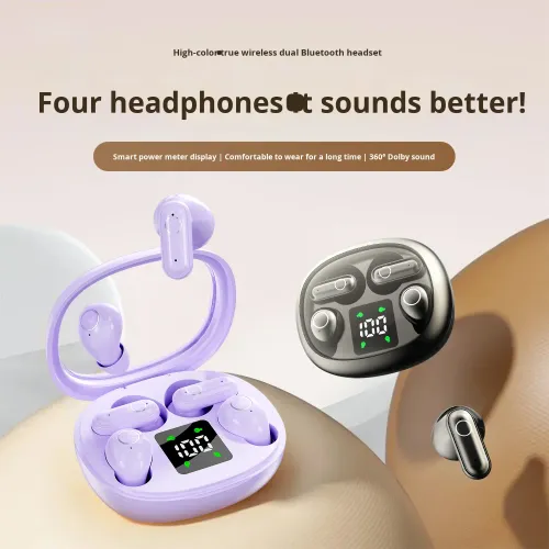 Creative Wireless Bluetooth Sports Earphones: Active Noise Cancellation, IPX4 Waterproof, Digital Display, Ultra-Long Battery Life, Type-C Charging Compatible.