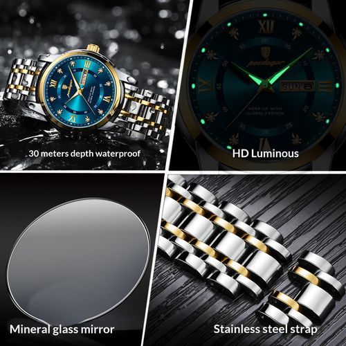 2026 New POEDAGAR Luxury Presidential Gold Watch for Men - Waterproof Steel Band with Day-Date (Pay on Delivery via Jumia)