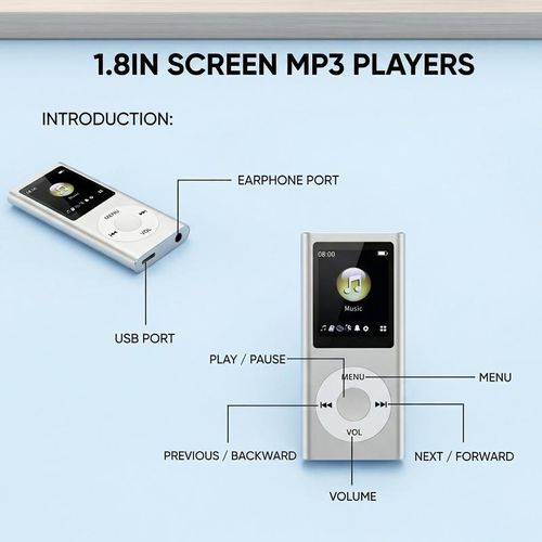 2026 Latest Portable MP3 Player with 16GB SD Card Lossless Audio & Long Battery