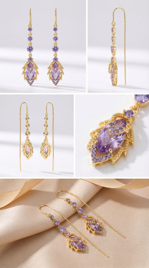 Elegant Purple Leaf Drop Earrings – Perfect for Church & Weddings! 💜✨