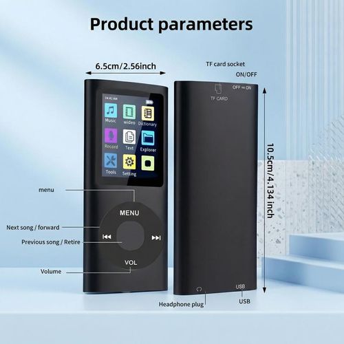 2026 Latest Portable MP3 Player with 16GB SD Card Lossless Audio & Long Battery