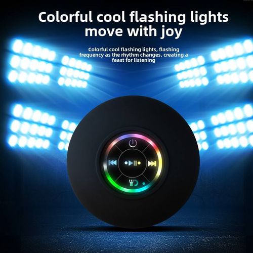 High-Volume Portable Wireless Bluetooth Rechargeable Speaker | RGB Dynamic Light Effect | Powerful Suction Cup | Waterproof Design | Bathroom Compatible | Ultra-Long Battery Life