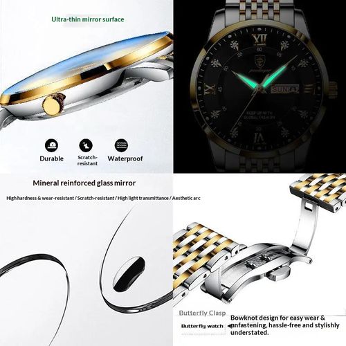 2026 New POEDAGAR Luxury Presidential Gold Watch for Men - Waterproof Steel Band with Day-Date (Pay on Delivery via Jumia)