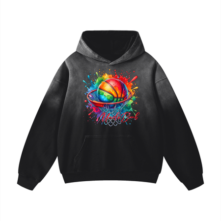 Watercolor Basketball Heavyweight Wash Oversized Hoodie