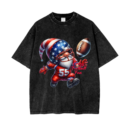Crazy Football Fan Acid Wash Oversized T-Shirt
