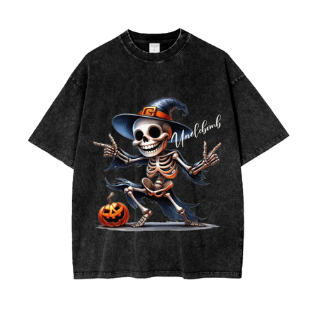 Happy Halloween Acid Wash Oversize T-Shirt