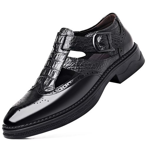 🔥Ghana - Men's Brogue T-Strap Genuine Cowhide Sandals🔥Free Shipping for 2+ Purchases-LB-SD-011