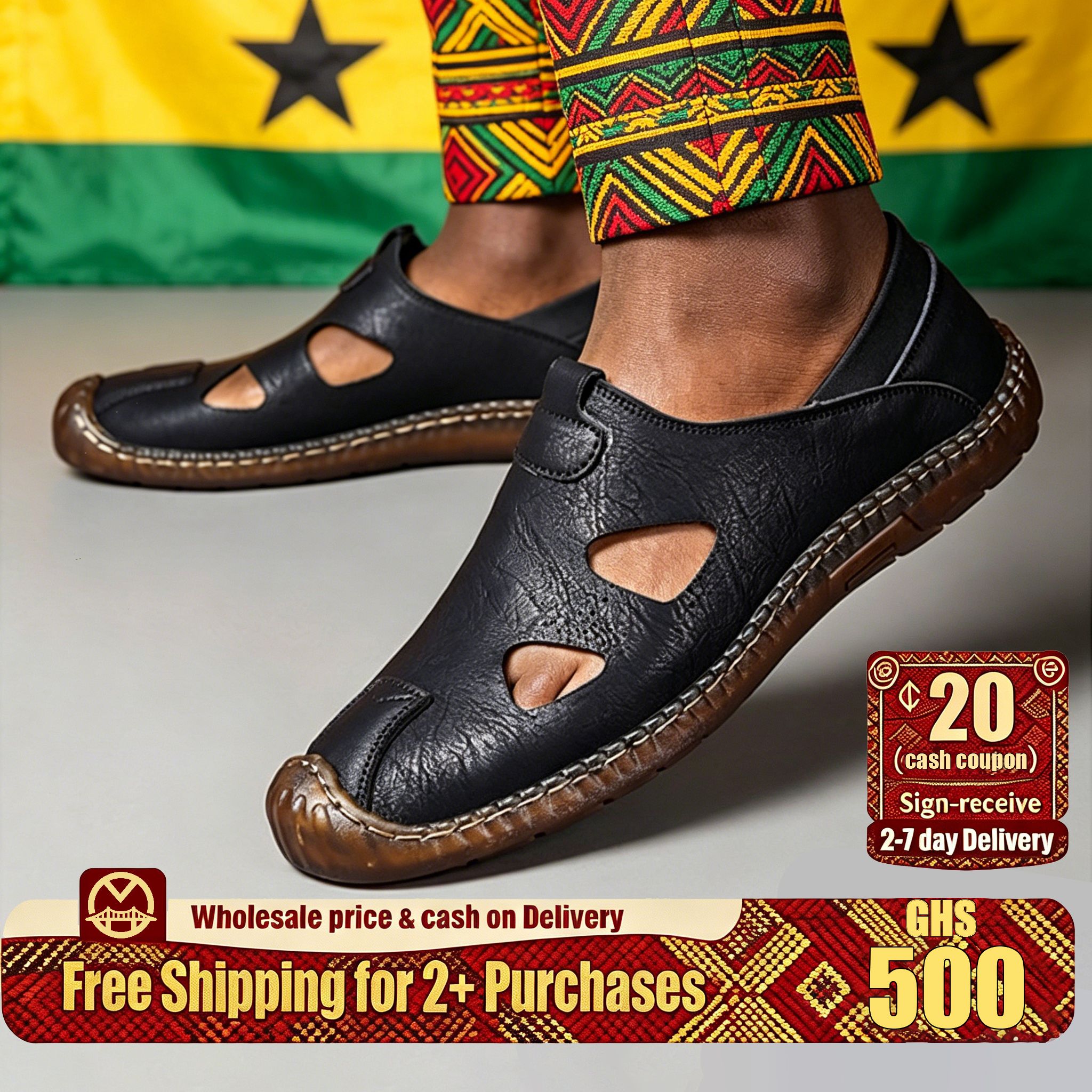 🔥Ghana - Leather Closed Toe Hollow Sandals🔥Free Shipping for 2+ Purchases-LB-CAS-007