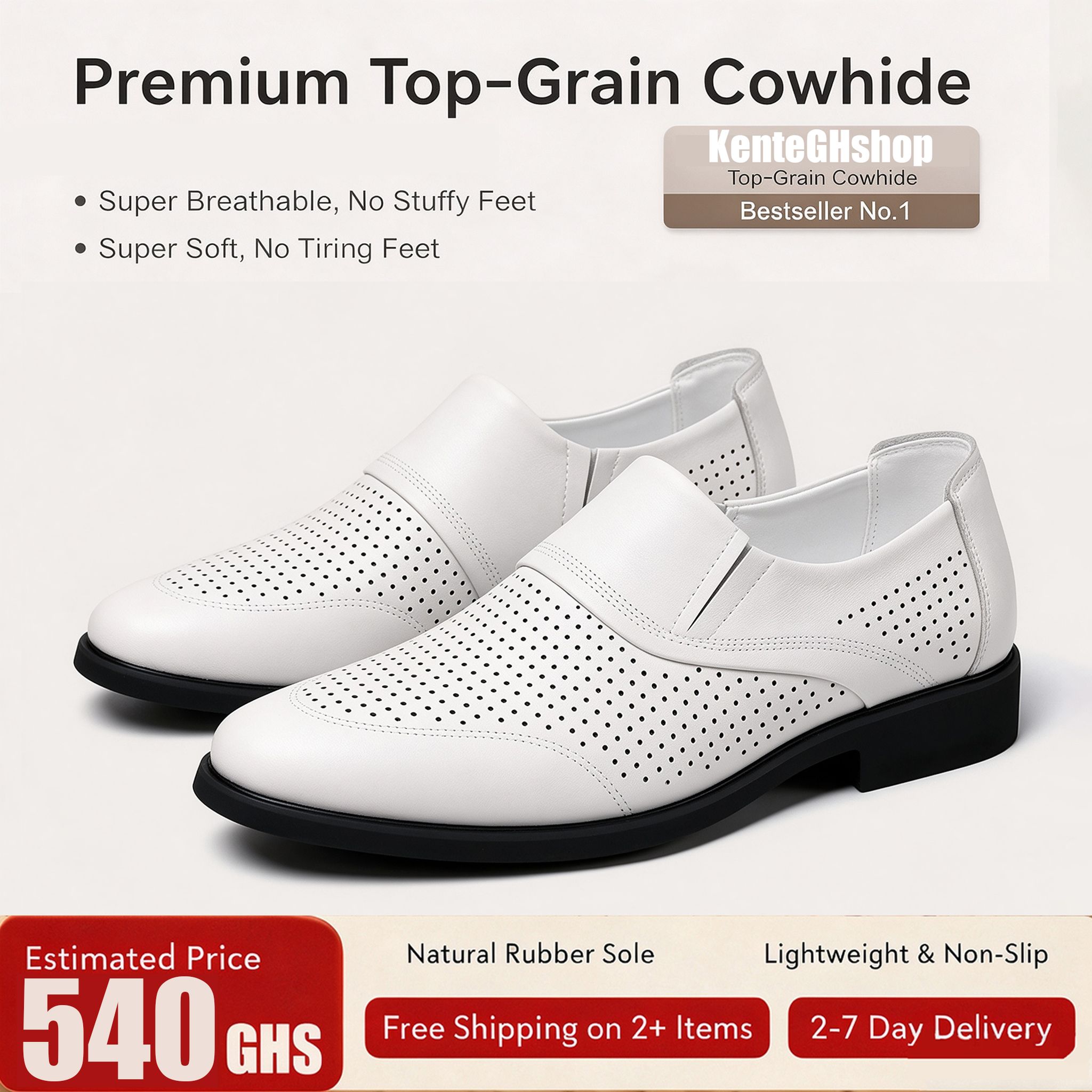 🔥Ghana - Top-Grain Cowhide Perforated Slip-On Dress Shoes🔥Free Shipping for 2+ Purchases-LB-SD-015