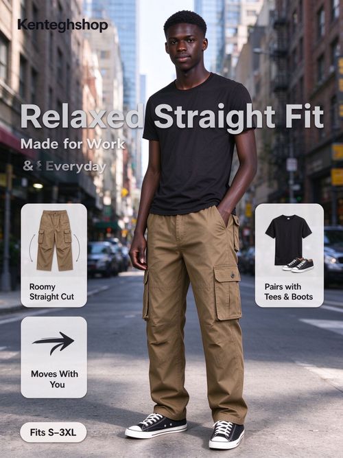 🔥Ghana - Khaki Multi-Pocket Cotton Cargo Work Pants🔥Free Shipping for 2+ Purchases-NZ-002