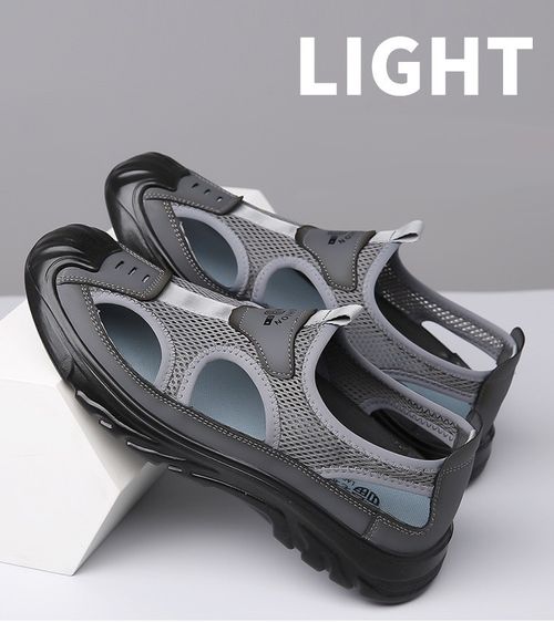 Men's Closed Toe Sandals Mesh Breathable Casual Sport Walking Shoes Outdoor Non-slip Hiking Climbing Shoes Comfortable Soft Work Outdoor Travel Shoes