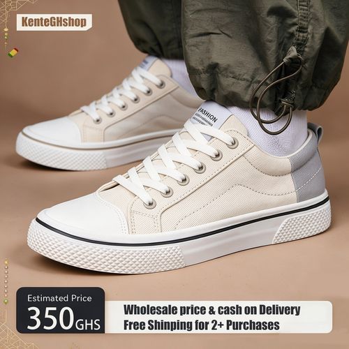 🔥Ghana - Men Beige Canvas Low Top Sneakers🔥Free Shipping for 2+ Purchases-LB-CAS-010