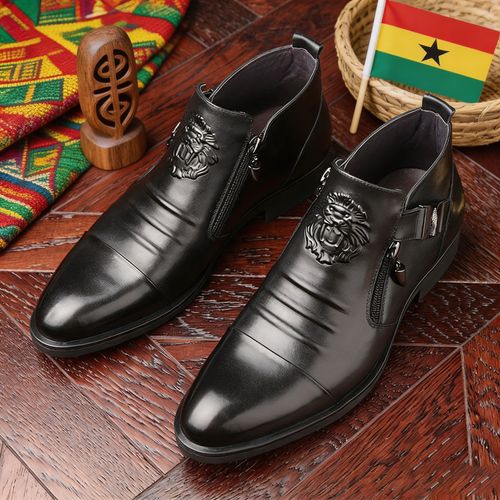 🔥Ghana -Lion Badge Zipper Ankle Boots🔥Free Shipping for 2+ Purchases-DW054
