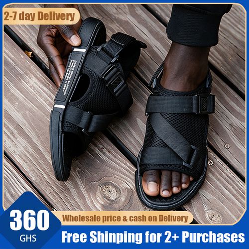 🔥Ghana - Men Black Mesh Open Toe Sandals🔥Free Shipping for 2+ Purchases-LB-SD-008