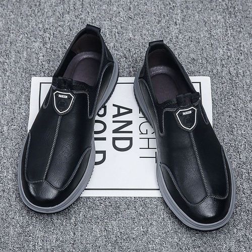 Summer men's thick-soled black breathable business shoes