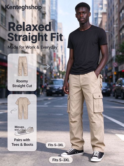 🔥Ghana - Beige Multi-Pocket Cotton Cargo Work Pants🔥Free Shipping for 2+ Purchases-NZ-004 复制