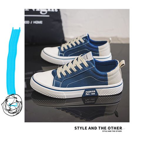Men's Casual Canvas Sneakers - Classic Street Style Skate Shoes, Low Top, Round Toe