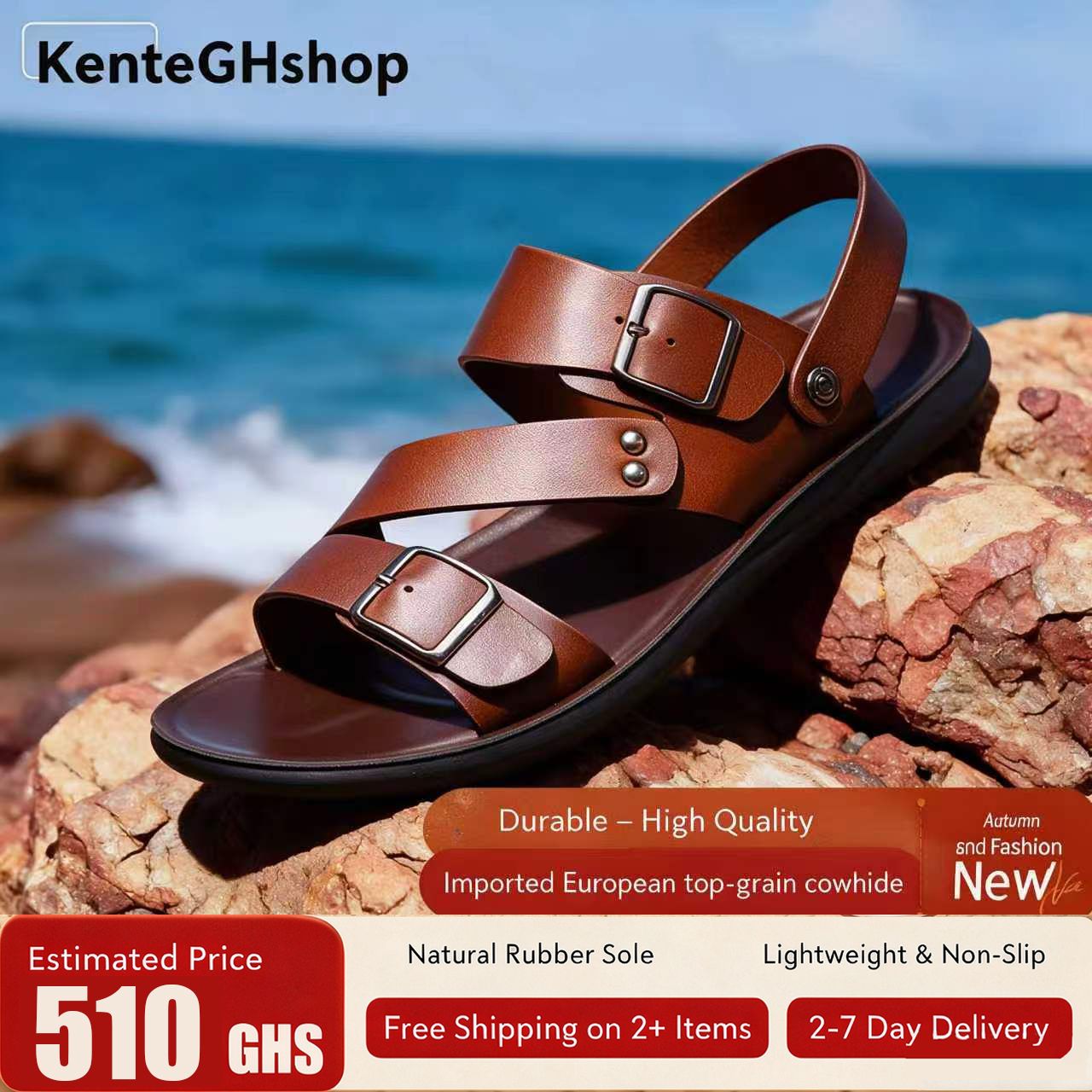 🔥Ghana - Men's Brown Buckle Leather Sandals🔥Free Shipping for 2+ Purchases-LB-SD-002