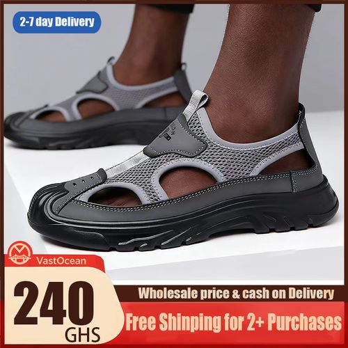 Men's Closed Toe Sandals Mesh Breathable Casual Sport Walking Shoes Outdoor Non-slip Hiking Climbing Shoes Comfortable Soft Work Outdoor Travel Shoes
