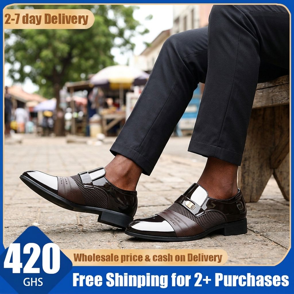 🔥Ghana - Brown Polished Leather Business Dress Shoes🔥Free Shipping for 2+ Purchases-LB-0019