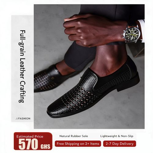 🔥Ghana - Top Grain Leather Woven Hollow Slip-On Shoes🔥Free Shipping for 2+ Purchases-LB-SD-013
