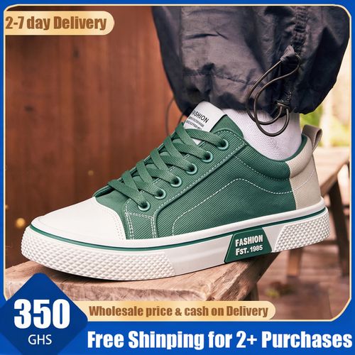 🔥Ghana - Men Green Canvas Low Top Sneakers🔥Free Shipping for 2+ Purchases-LB-CAS-011