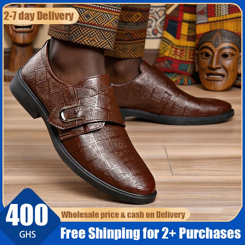 🔥Ghana -Men's Buckle Formal Leather Shoes🔥Free Shipping for 2+ Purchases-DW-BZ-009